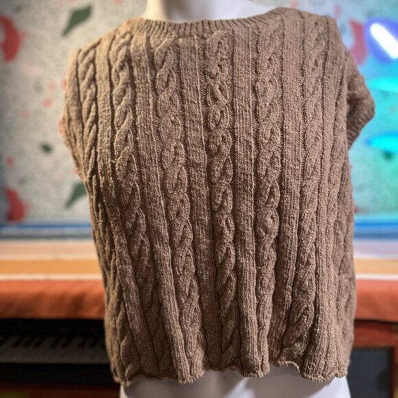 Lucky Brand Cable Sweater Sweatervest Tan - L - Picture 1 of 4